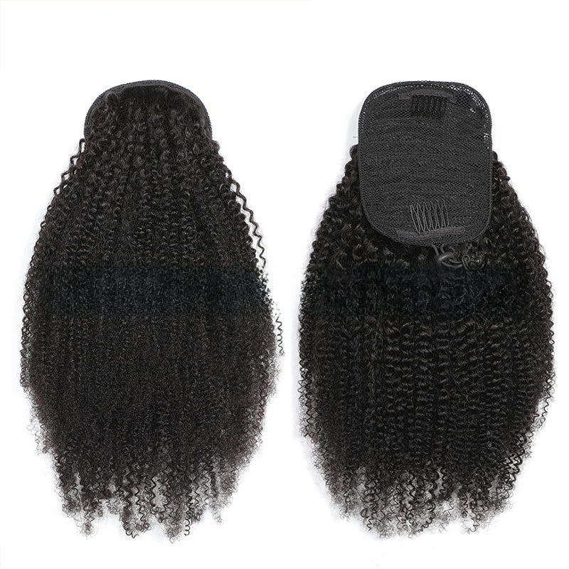 Real hair drawstring ponytail