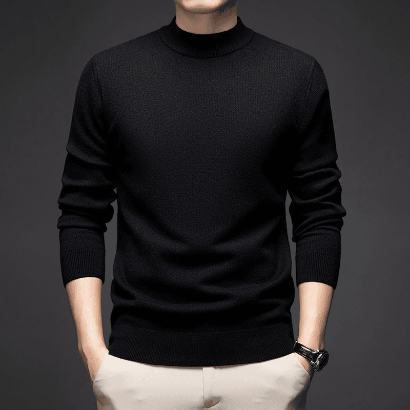 Men's Half-Turtleneck Slim-Fit Fleece-Lined Knit Sweater