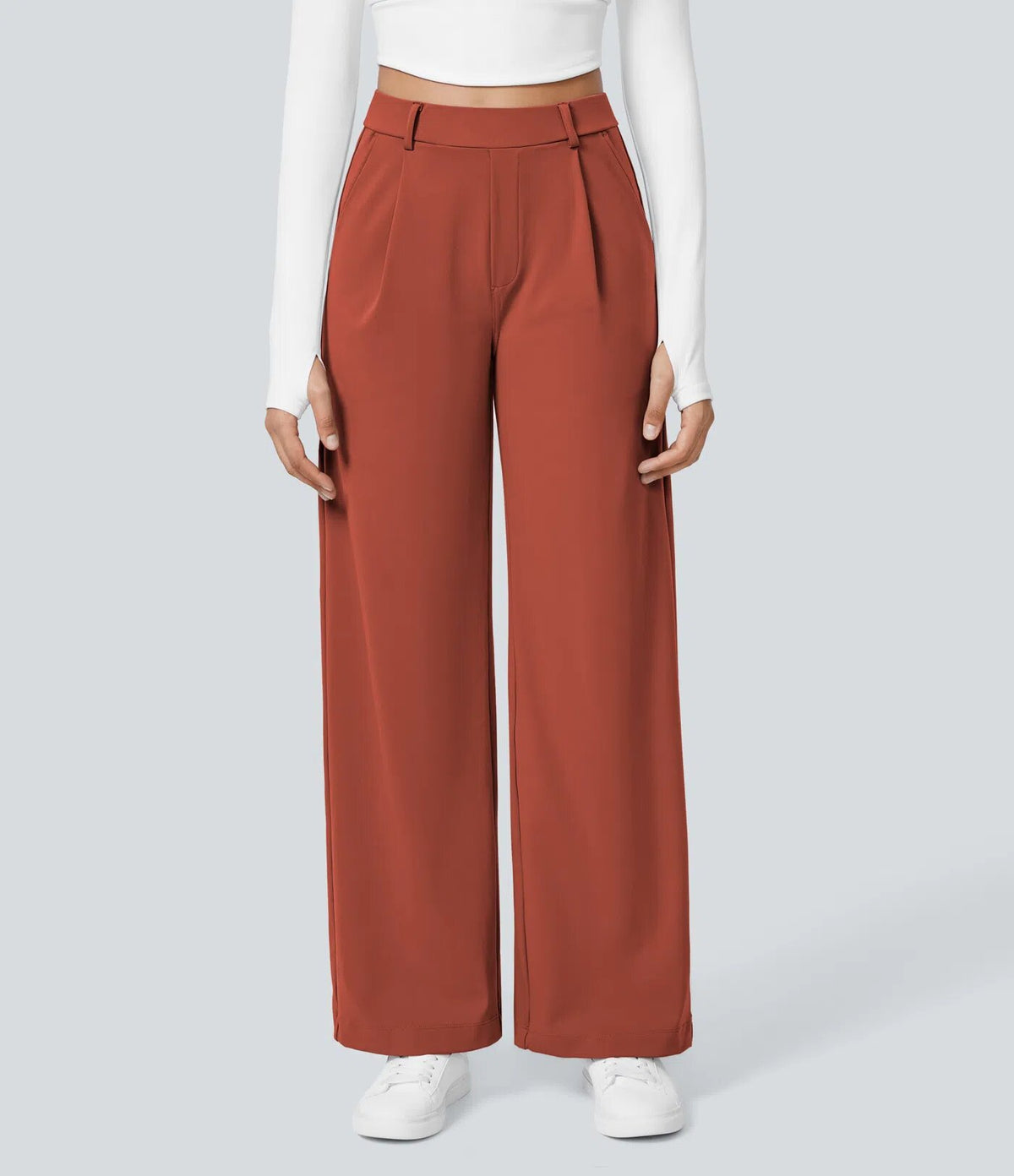 Women's High-Waist Straight-Leg Pocket Casual Outdoor Trousers