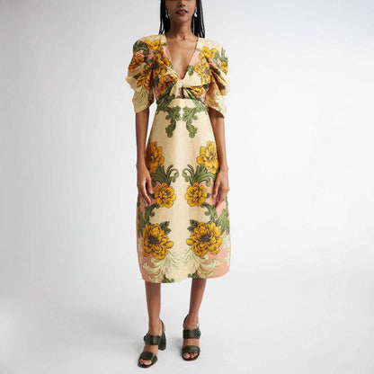 Printed Dress with Loose Fit for Summer Vacation