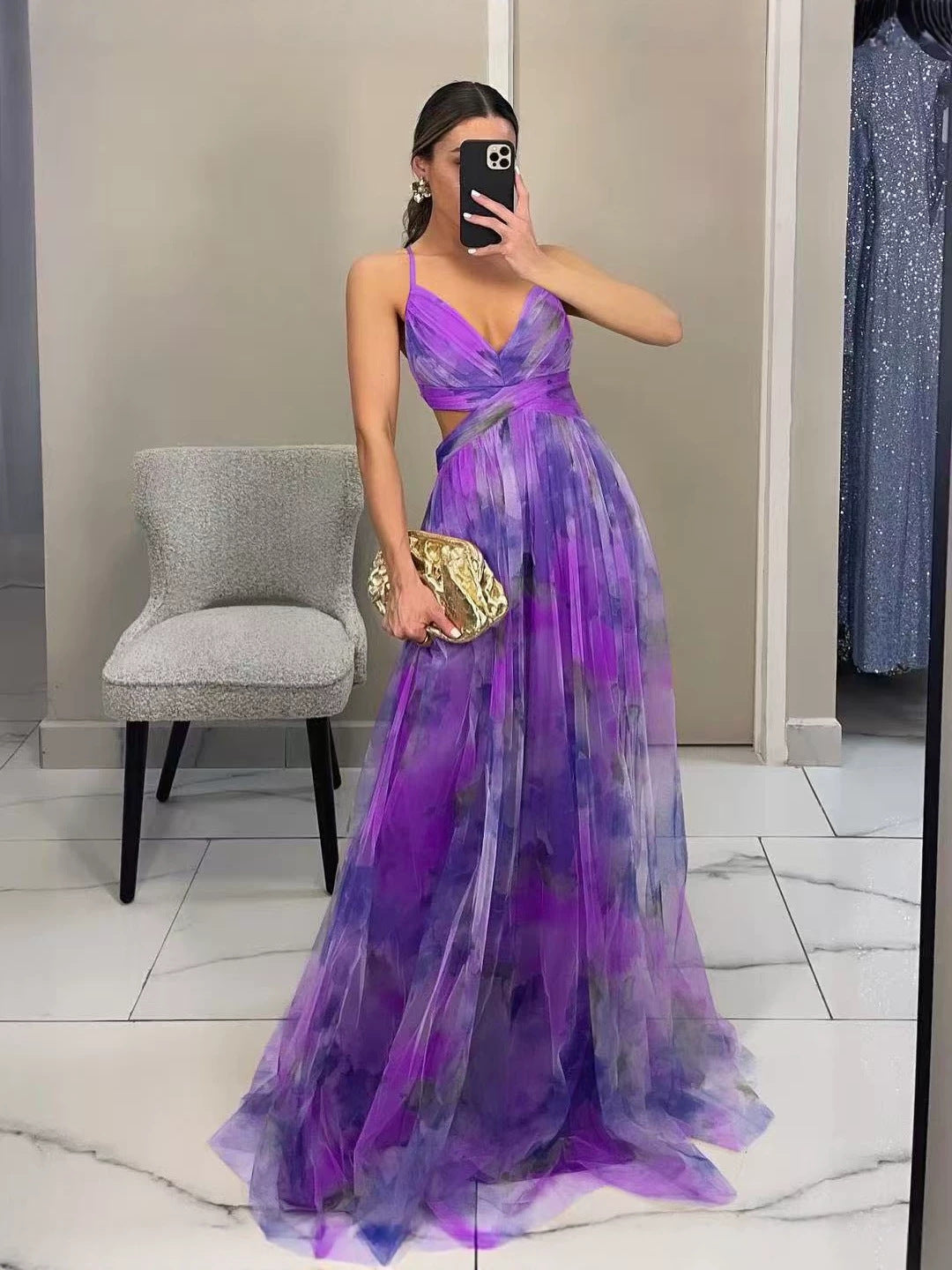 Floral Print Strappy Maxi Dress