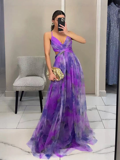 Floral Print Strappy Maxi Dress