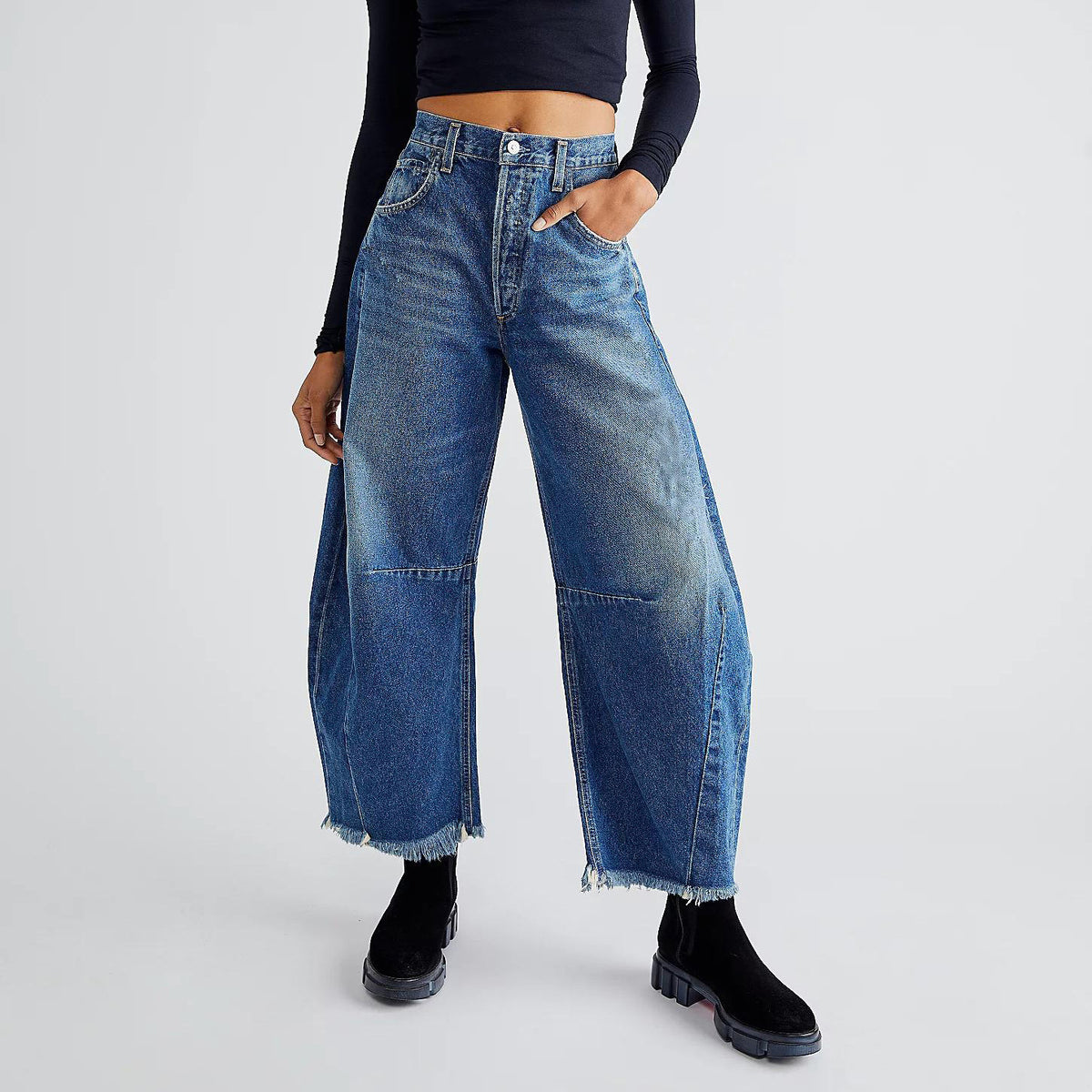 Straight-Leg Sickle Pants Jeans New Multicolor Nine-Point Pants Casual Wide Leg Pants