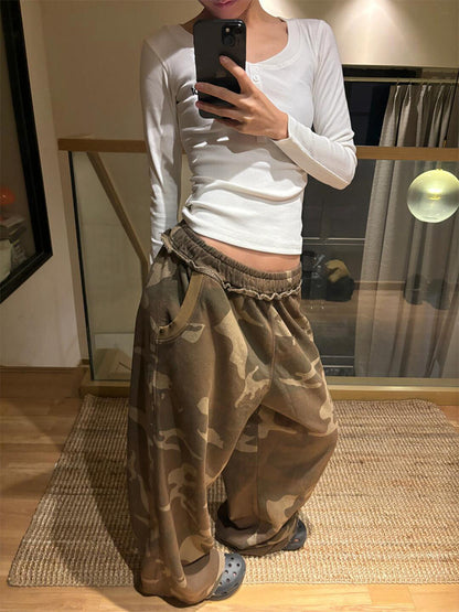 Camouflage Wide-Leg Pants Women's