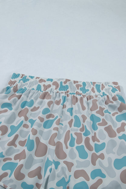 Multicolor plus size camouflage sportshorts met elastische tailleband