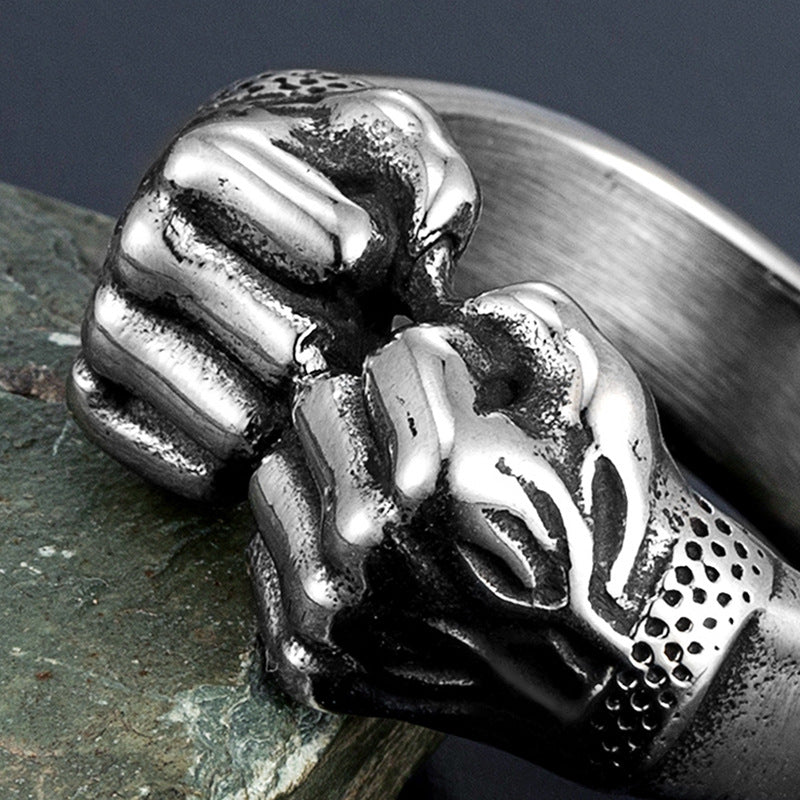 Stainless Steel Fist Retro Ring for Men