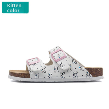Buckle Flats Cork Slippers