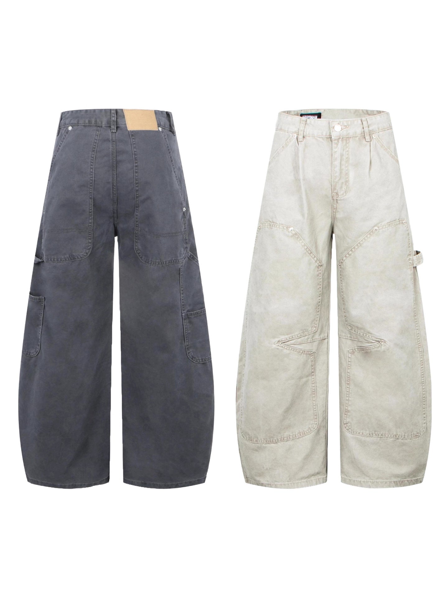 Katoenen cargobroek met wijde pijpen unisex