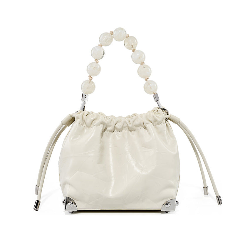 Top-Layer Cowhide Beaded Handbag