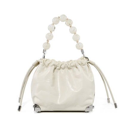 Top-Layer Cowhide Beaded Handbag