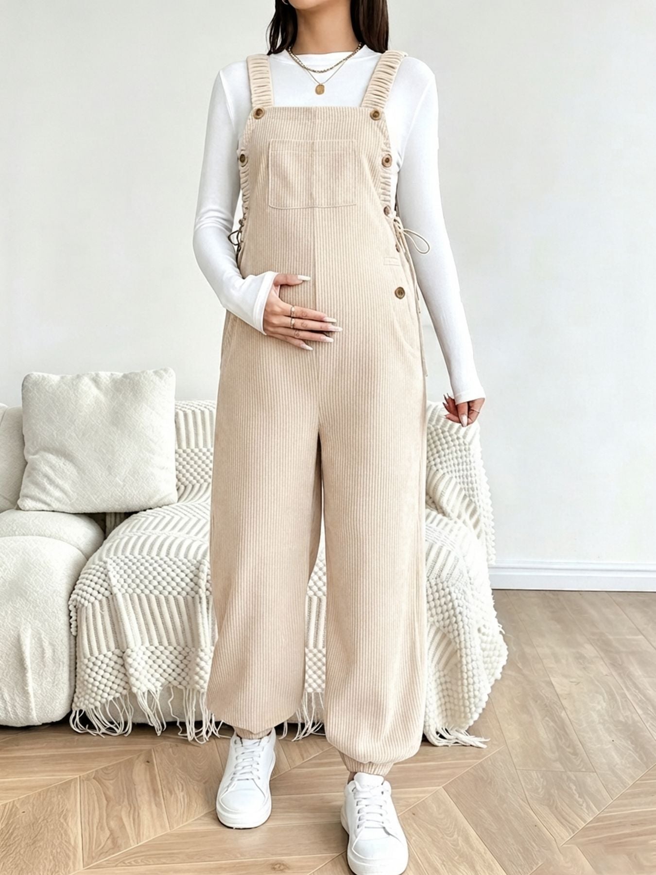 Woolen gauze maternity belt pants