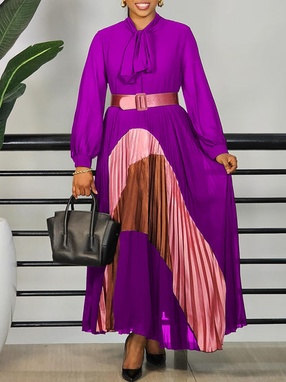 Elegant Pleated Dress with Belt