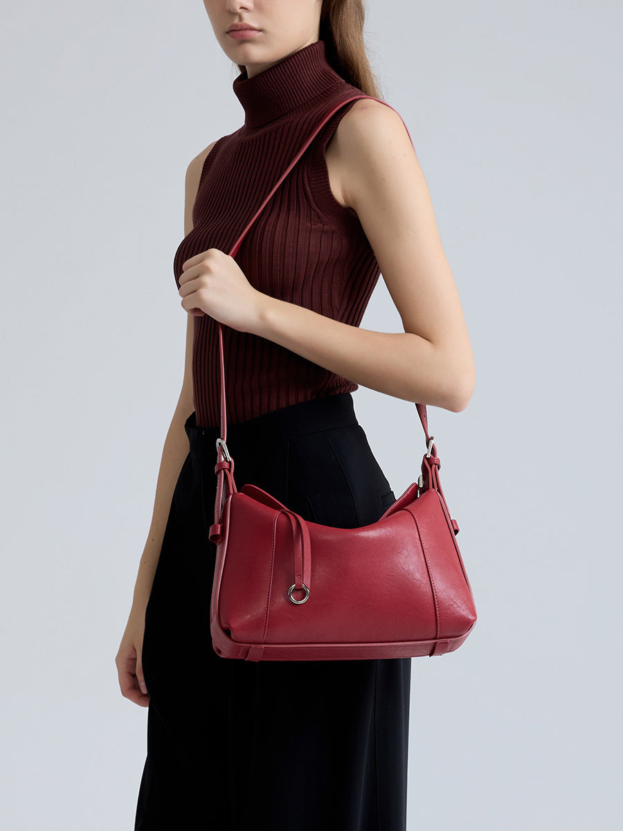 Fashion Cowhide Shoulder Bag with Crossbody Strap