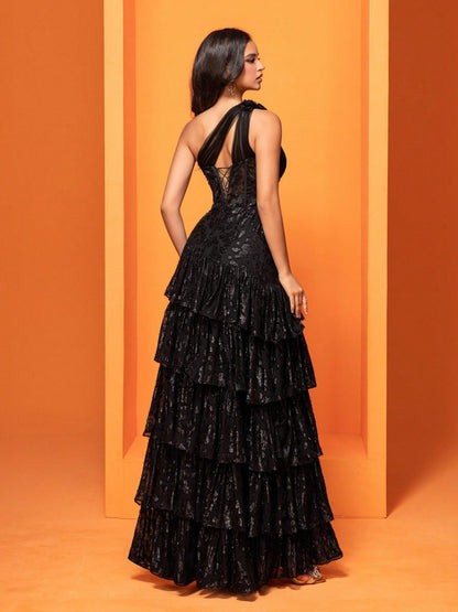 Women's One-Shoulder Long Split Evening Gown