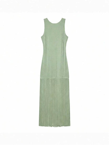 Retro jurk met kwastjes en open rug
