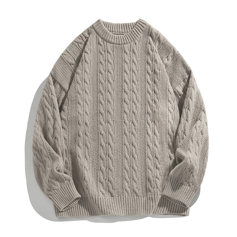 Texture knitted crew-neck sweater