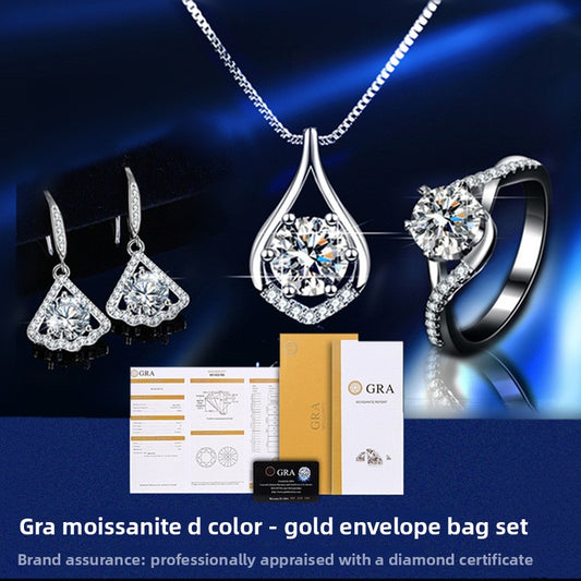 Sterling Silver Look Jewelry Set with Simulated Stones