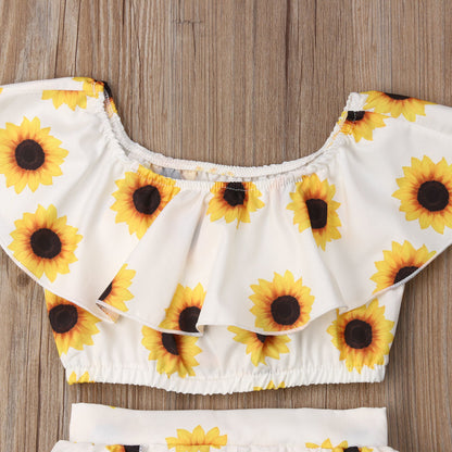 3-Delig Baby's / Meisjes Set Met Zonnebloemenprint