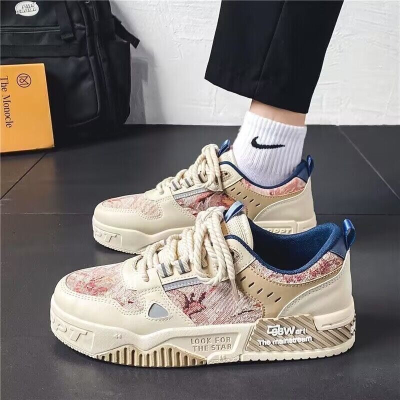 Ademende bedrukte canvas trendy en veelzijdige heren sneakers