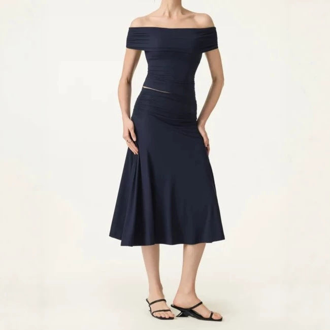 Off-shoulder slim fit rokset met ingebouwde vulling