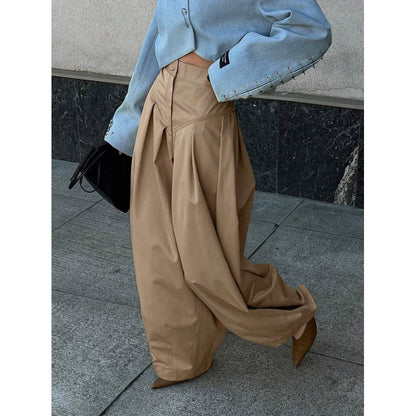 Women High Waist Slim Fit Wide Leg Denim Pants