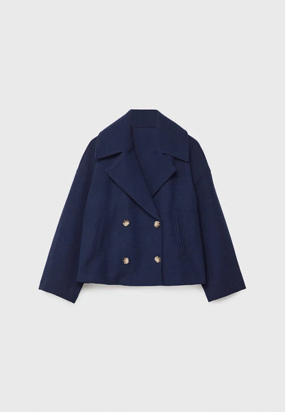 Womens Double Breasted Wool Blend Coat