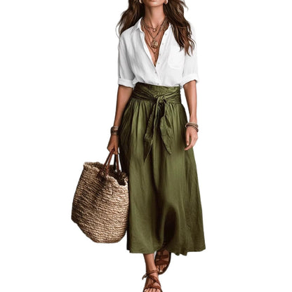 Women's Color-Block Skirt and Shirt Set
