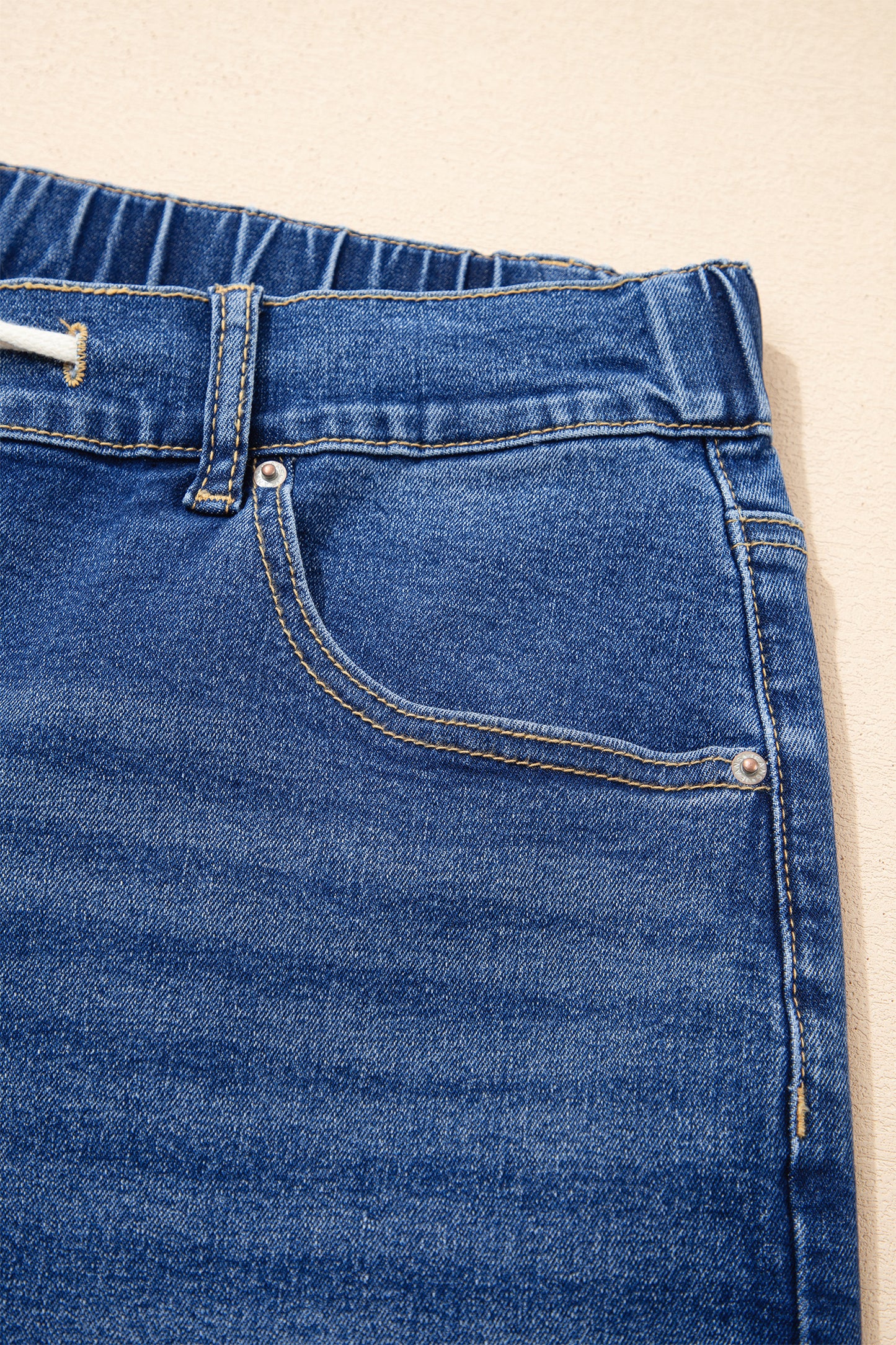 Jeans met acid wash-effect en vetersluiting plus size