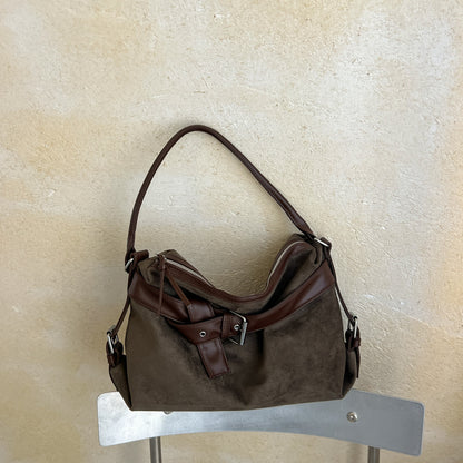 Vintage Suede Shoulder Bag for Women