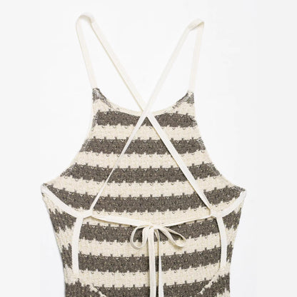 Striped Knitted Strap Dress