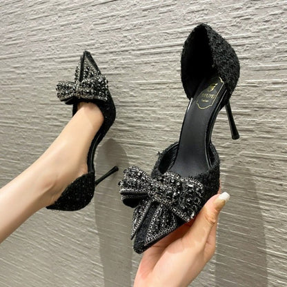 Women's Bow Rhinestone Stiletto Heel Sandals