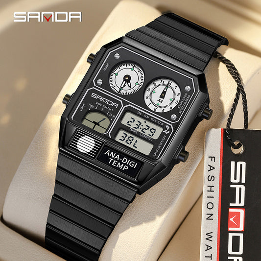 Dual Display 50m Water Resistant Electronic Watch