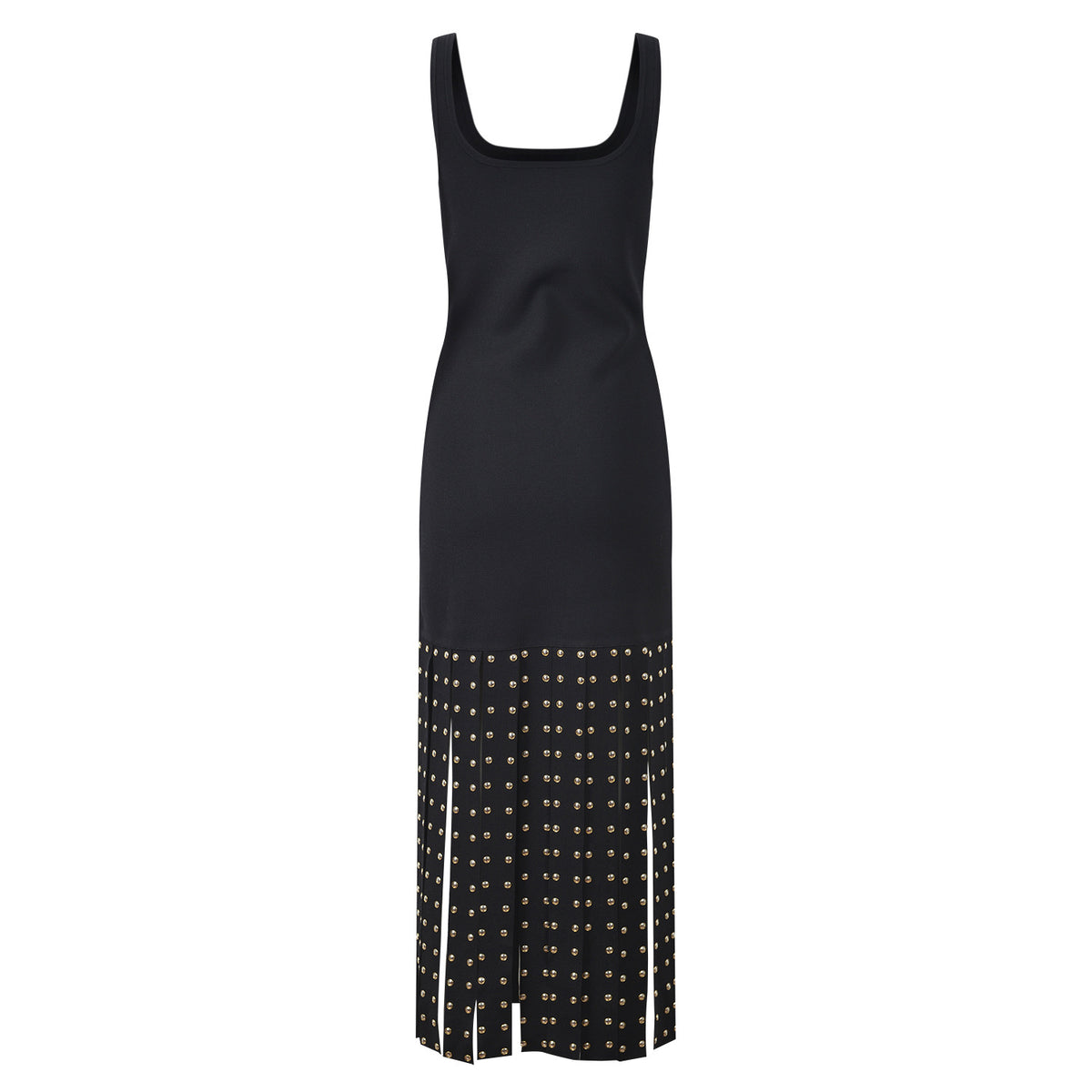 Elegant Black Knitted Tank Dress with Beaded Details