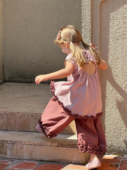 2-Delige meisjes set met contrast en ruches