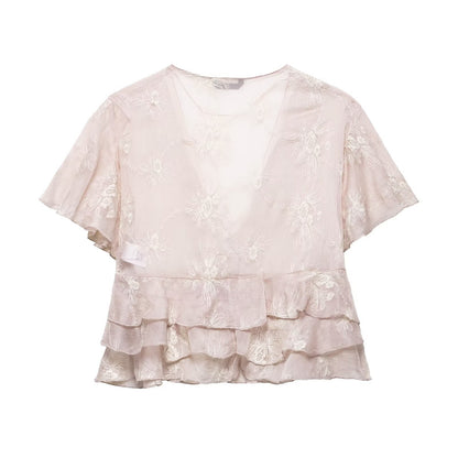 Women's Layered Decorative Embroidered Top
