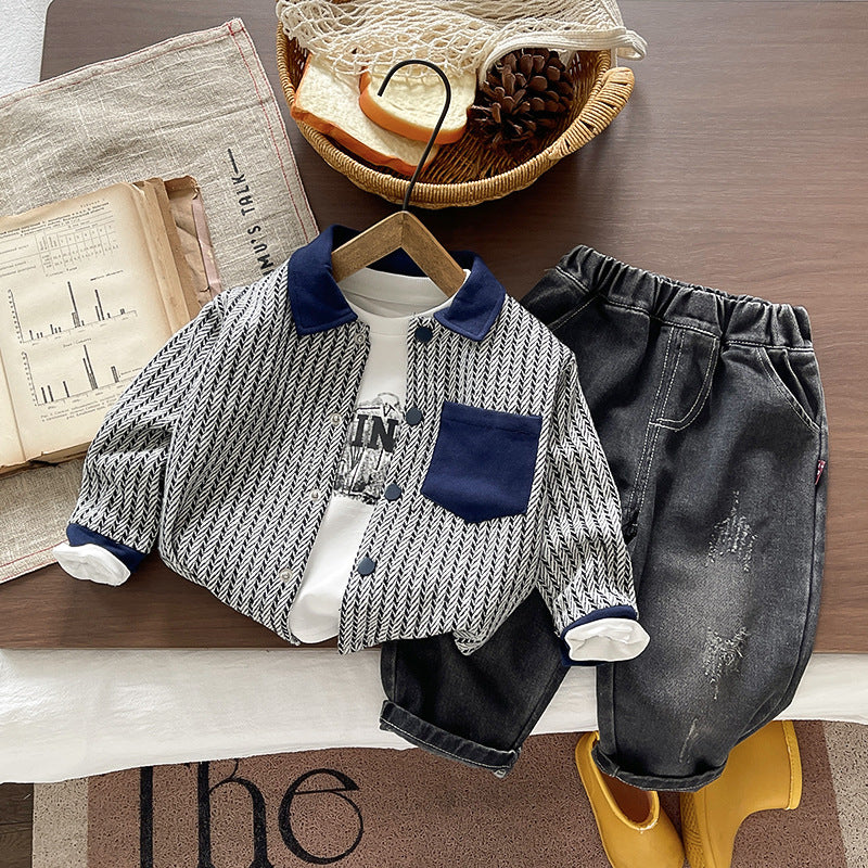 Striped long sleeved three piece set