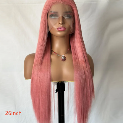 Front lace pink long straight hair