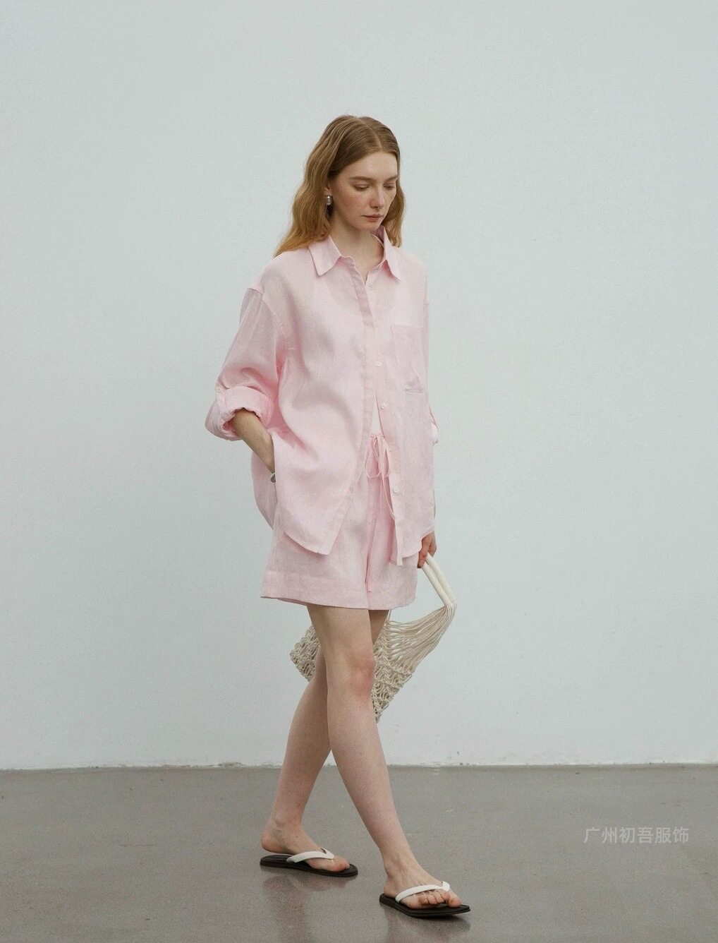 Womens Linen Casual Oversized Shirt Shorts Set