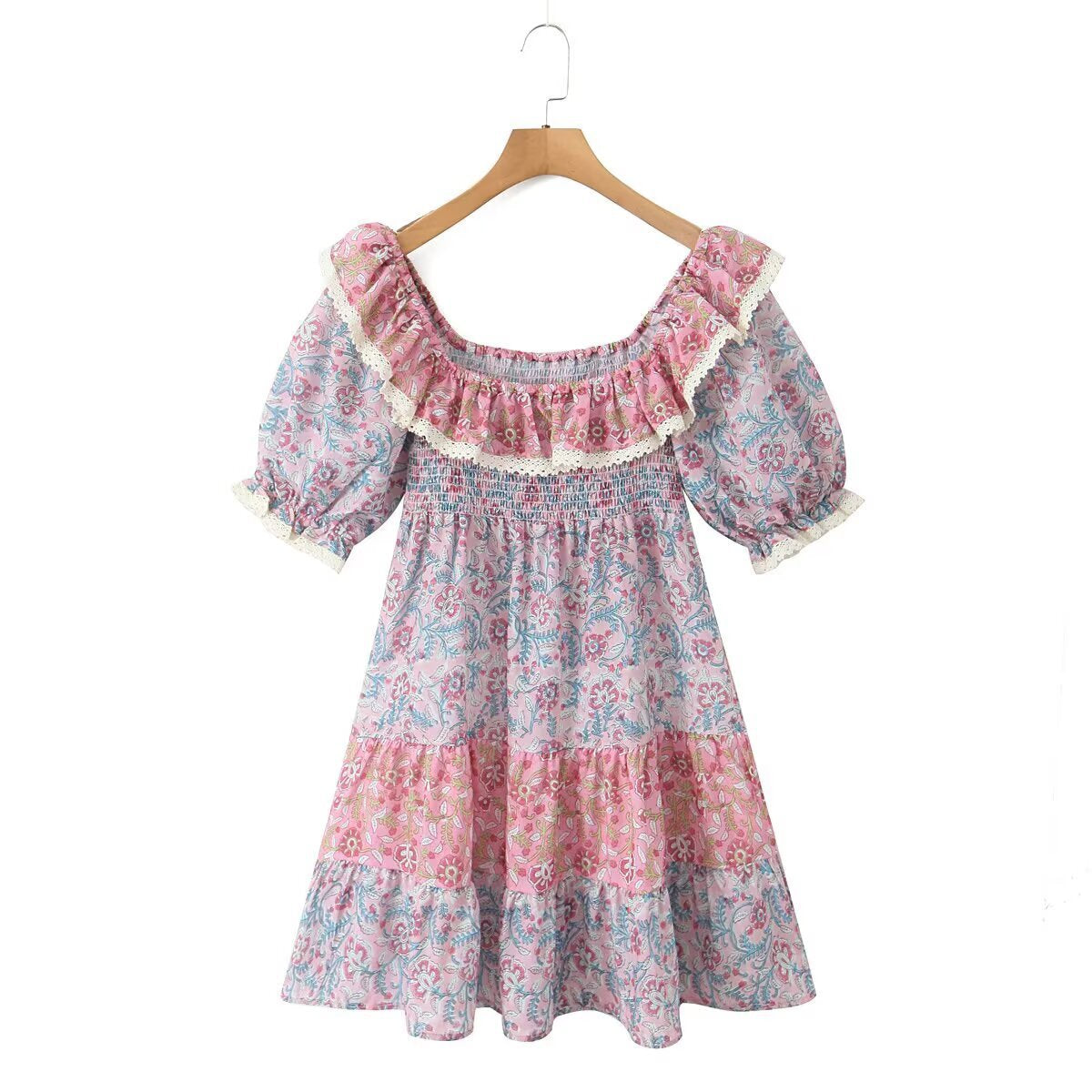 Gebloemde mini-jurk met ruches in casual stijl