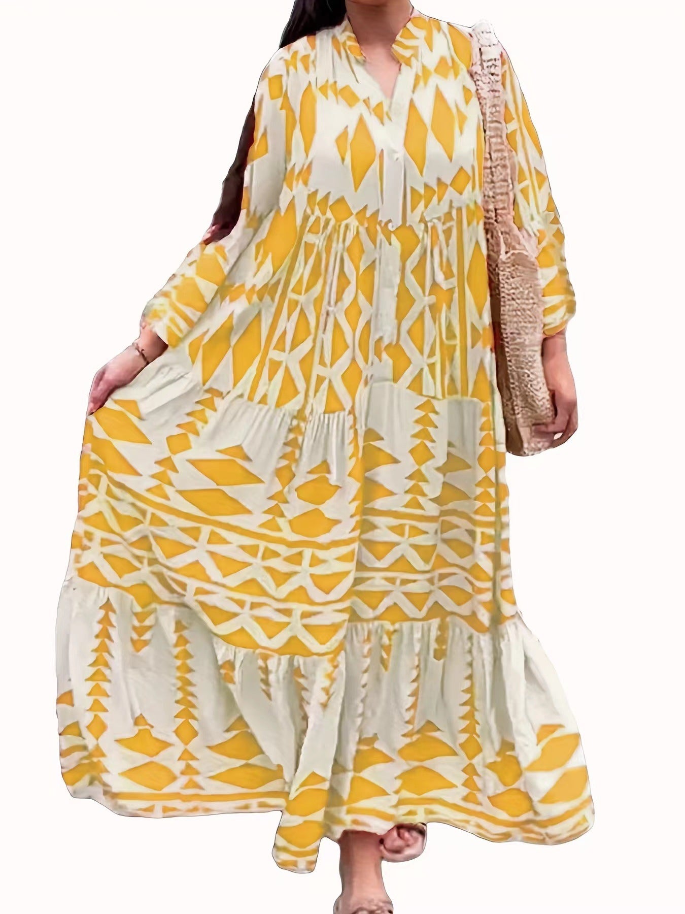 New temperament printed shirt dress Bohemian dress