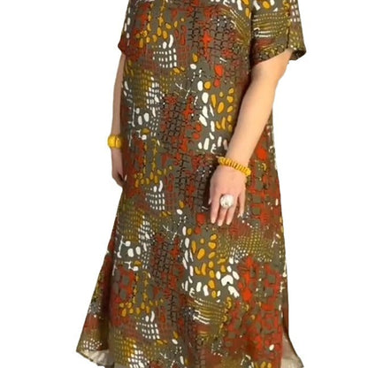 Dames Bedrukte Losse Midi-jurk