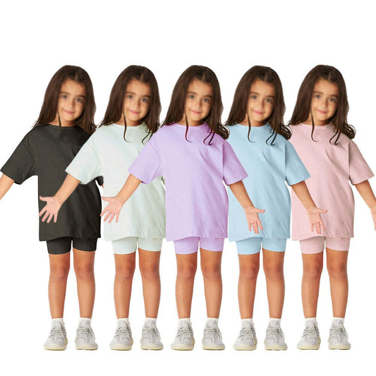 Kinder katoenen top met korte mouwen en shorts set