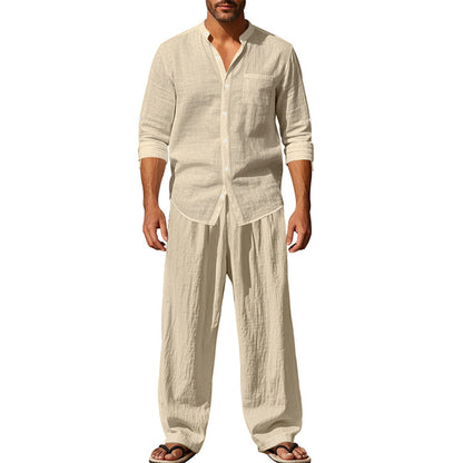 Men's Linen Casual Shirt and Pants Set