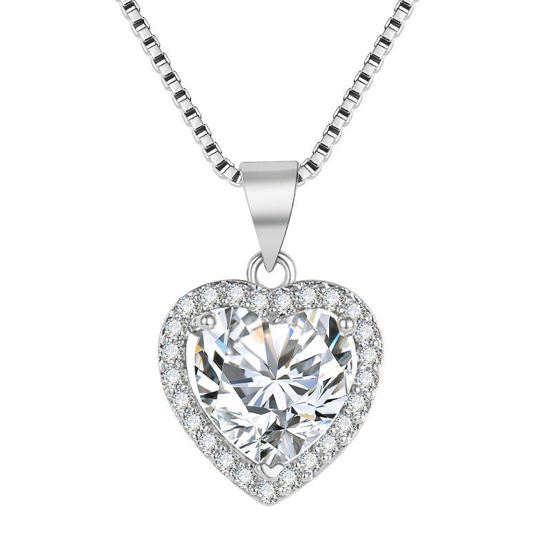 Witte moissanite hart hanger ketting