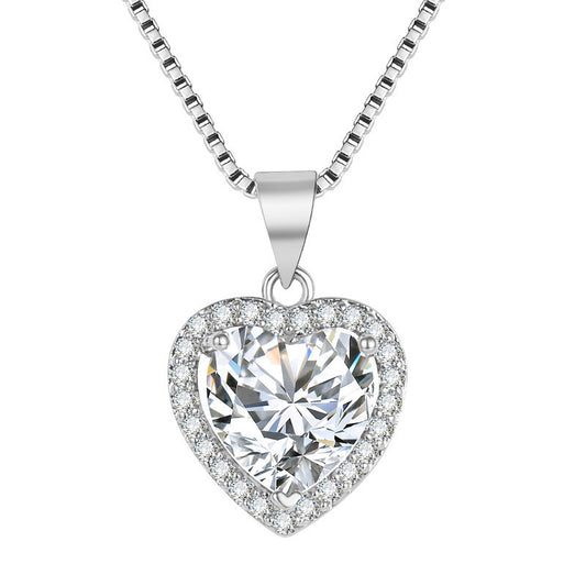 Witte moissanite hart hanger ketting
