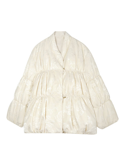 Womens Elegant Ruana Brocade Down Jacket