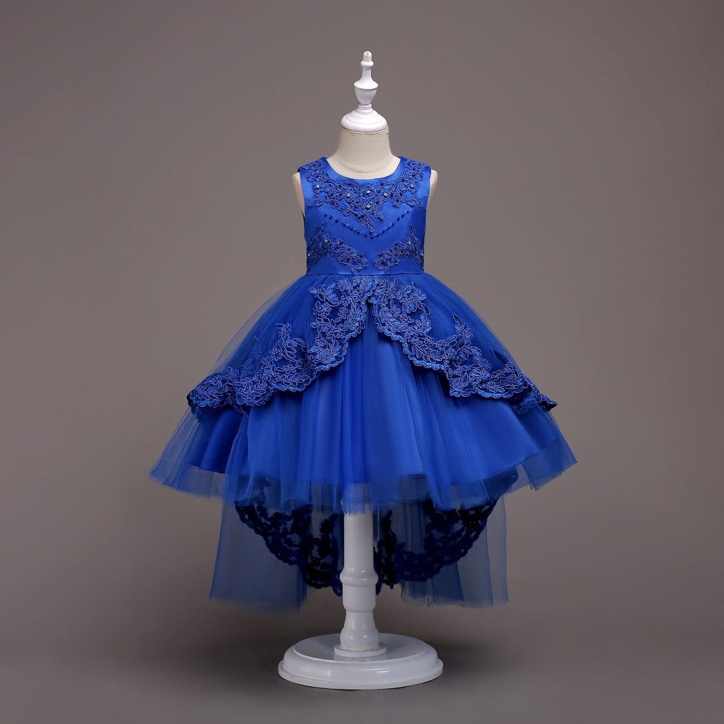 Childrens Evening Dress Lace Bow Diamond Sleeveless Performance Dress