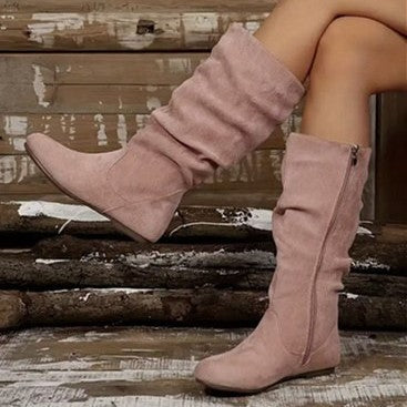 Women's Side Zipper Round Toe Boots