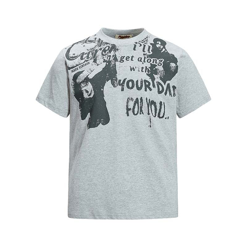 Character Graffiti Letter Printed Short Sleeve