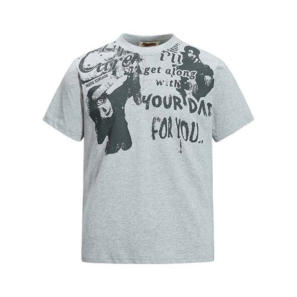 Character Graffiti Letter Printed Short Sleeve